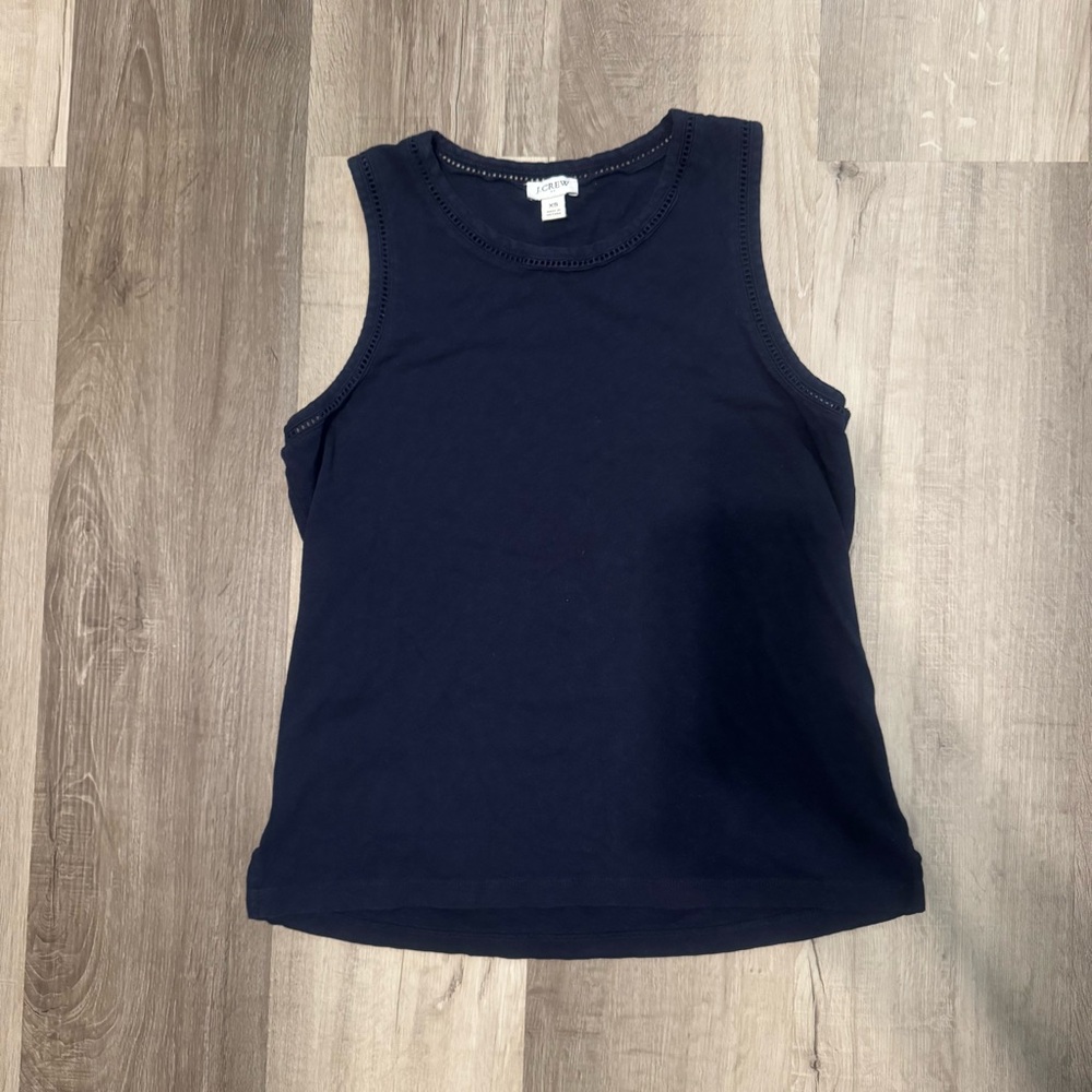 J Crew 100% Cotton Navy Blue Sleeveless Tank Top
